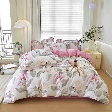 启航家居 2025春夏全棉铂金棉数码印花四件套 云中歌紫