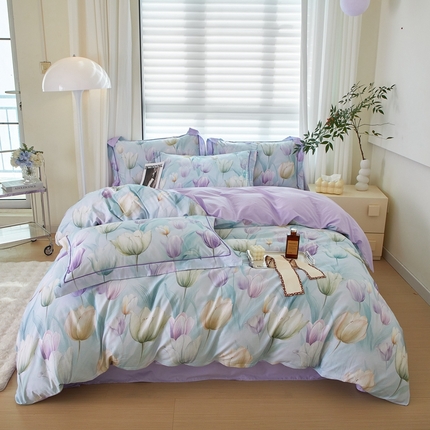 91家纺网 家纺一手货源 找家纺 （总）启航家居 2025春夏全棉铂金棉数码印花四件套