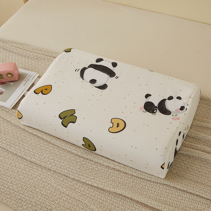 91家纺网 家纺一手货源 找家纺 翎盈家纺 2025新款纯棉小清新乳胶枕专用枕套 字母熊猫