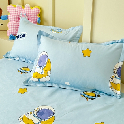 绒裕家纺 2025新款植物羊绒直播热款130克加厚磨毛单品枕套系列 宇航员