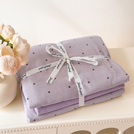 91家纺网 家纺一手货源 找家纺 喜四方 2025新款全棉A类母婴级抗菌全棉双层纱四件套 阿尔卑斯-紫