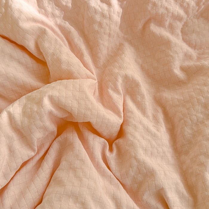 91家纺网 家纺一手货源 找家纺 睡棉坊 2025新款A类泡泡棉夏被韩版原创设计刺绣款空调被夏凉被 浅玉色