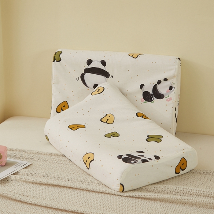 91家纺网 家纺一手货源 找家纺 翎盈家纺 2025新款纯棉小清新乳胶枕专用枕套 字母熊猫