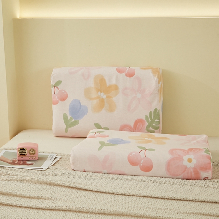 91家纺网 家纺一手货源 找家纺 翎盈家纺 2025新款纯棉小清新乳胶枕专用枕套 花蜜悠然