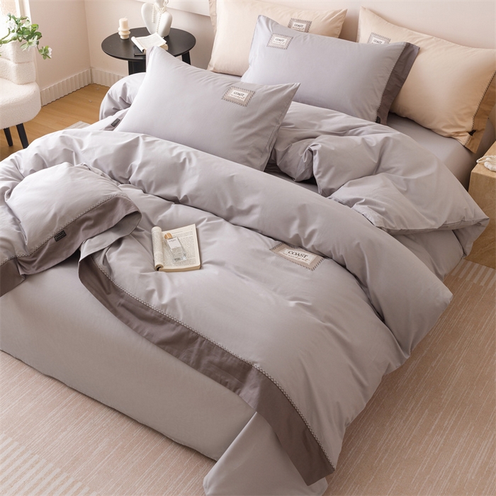 91家纺网 家纺一手货源 找家纺 艾莱家纺 2025新款A类精梳贴布纯棉刺绣花四件套-星澜 星澜-烟云灰