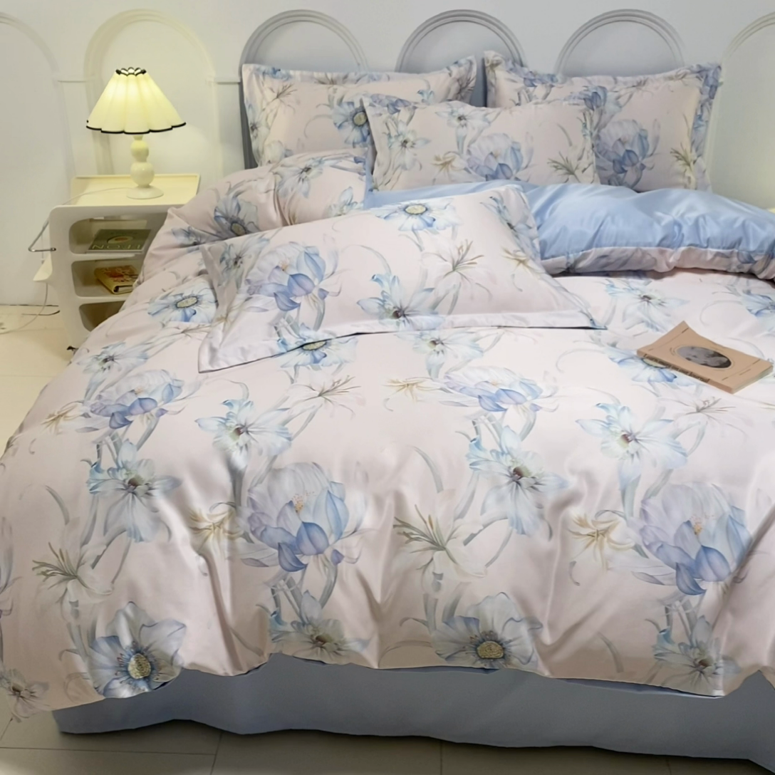 91家纺网 家纺一手货源 找家纺 （总）悦织湾2025新款冰丝印花四件套美式数码轻奢时尚学生三件套宿舍单双人床上用品4件套