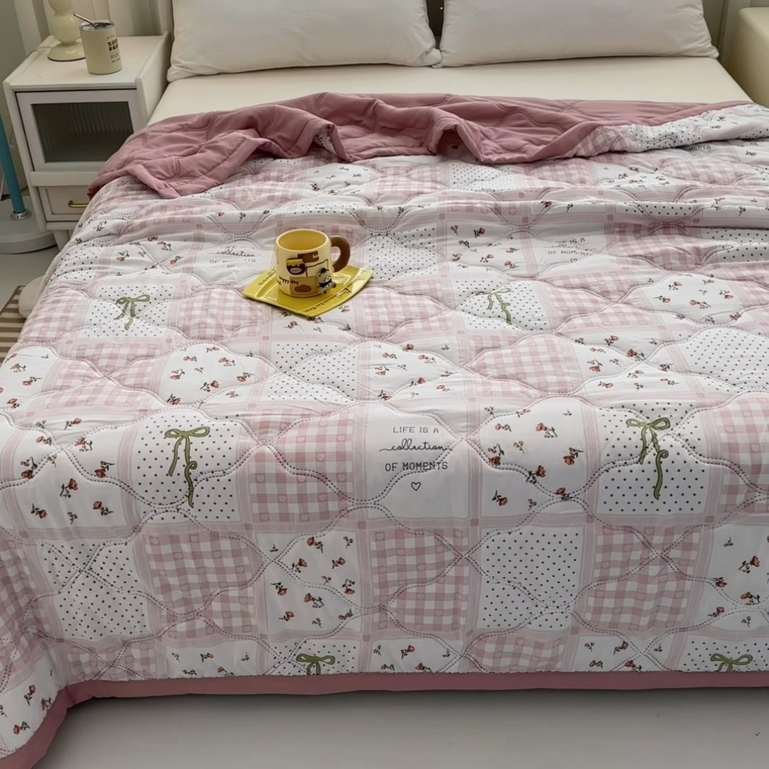 91家纺网 家纺一手货源 找家纺 （总）悦织湾2025新款亲肤水洗棉夏被印花纯色升级版芦荟棉夏凉被空调被跑量款