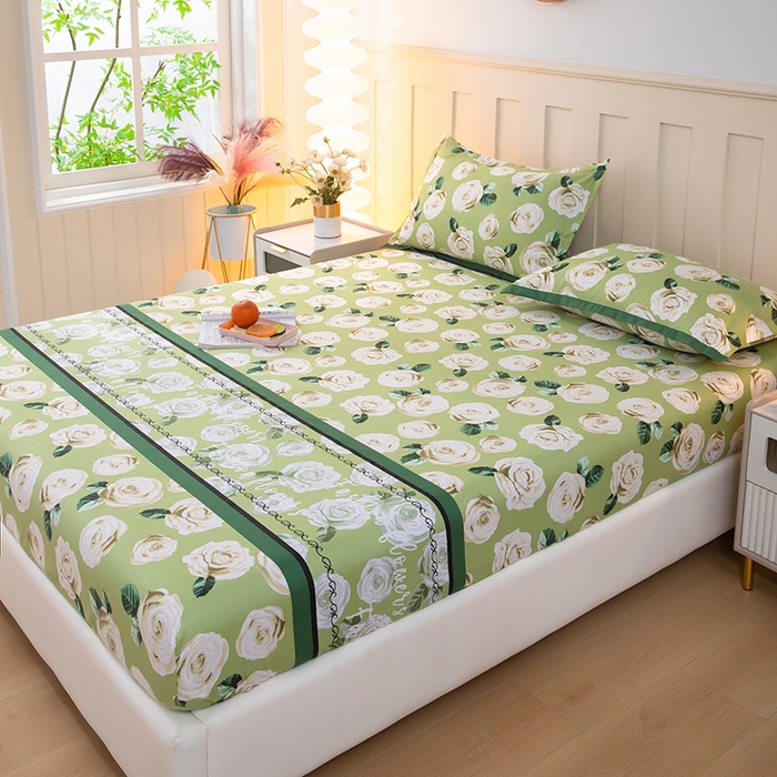 91家纺网 家纺一手货源 找家纺 帛洵 2025新款舒适亲肤加厚130克植物羊绒印花床笠 法香玫瑰