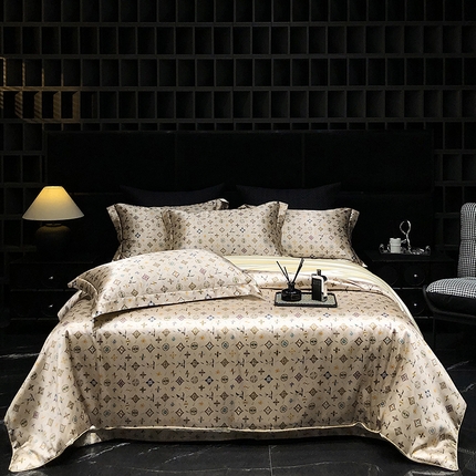 91家纺网 家纺一手货源 找家纺 黄鹂鸟 2025新款高端轻奢丝滑裸睡丝绸数码印花水洗真丝天丝四件套系列 -风格三 名人世家