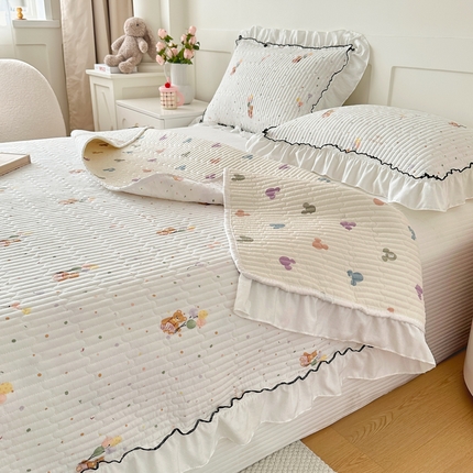 91家纺网 家纺一手货源 找家纺 （总）岚吉家纺 2025新款有氧双层纱花边床盖系列