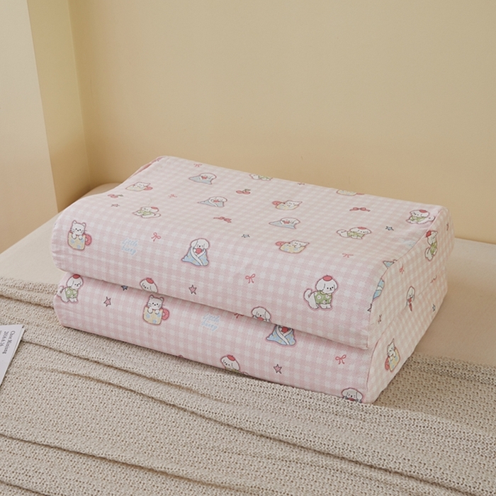 91家纺网 家纺一手货源 找家纺 翎盈家纺 2025新款纯棉小清新乳胶枕专用枕套 可爱家族