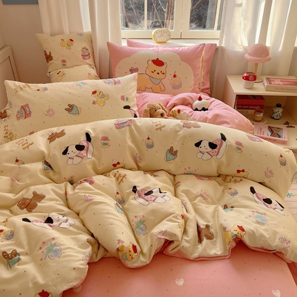 91家纺网 家纺一手货源 找家纺 桃喜 2025春夏新款全棉13372大版枕套混搭系列四件套 趣味小新