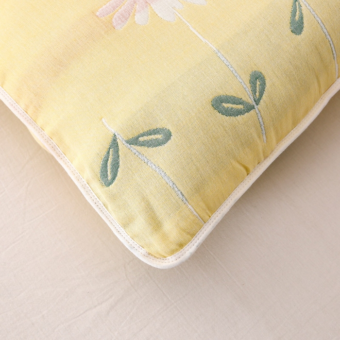 91家纺网 家纺一手货源 找家纺 朴尔家纺-毛巾被 2025新款A类全棉卡通六层纱布儿童枕套 一米阳光黄