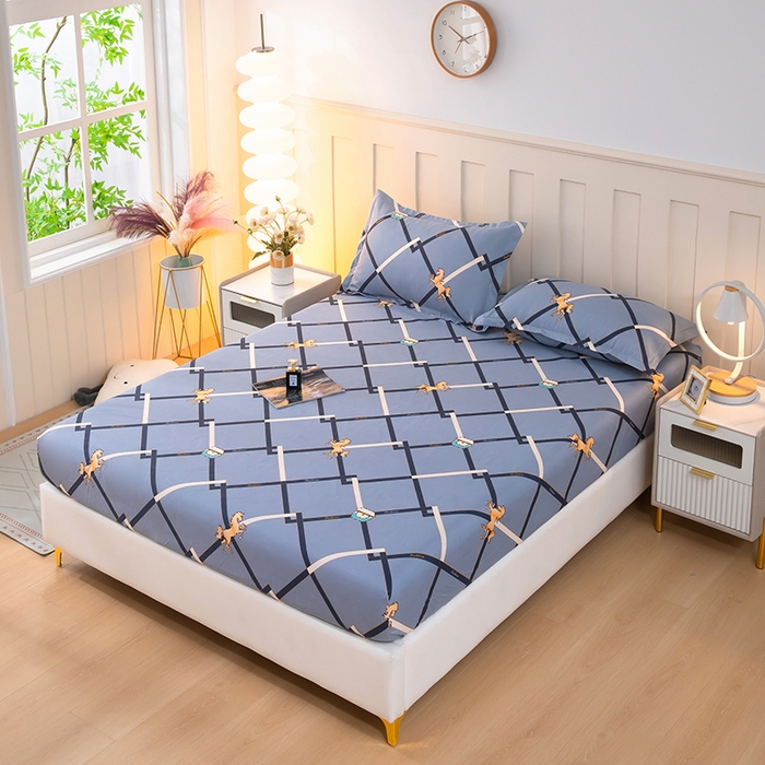 91家纺网 家纺一手货源 找家纺 帛洵 2025新款舒适亲肤加厚130克植物羊绒印花床笠 爱马仕-灰