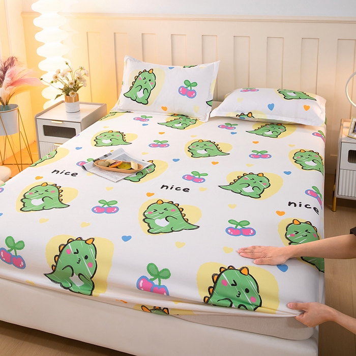 91家纺网 家纺一手货源 找家纺 帛洵 2025新款舒适亲肤加厚130克植物羊绒印花床笠 暖萌龙宝