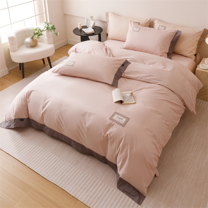 91家纺网 家纺一手货源 找家纺 艾莱家纺 2025新款A类精梳贴布纯棉刺绣花四件套-星澜 星澜-蜜糖粉