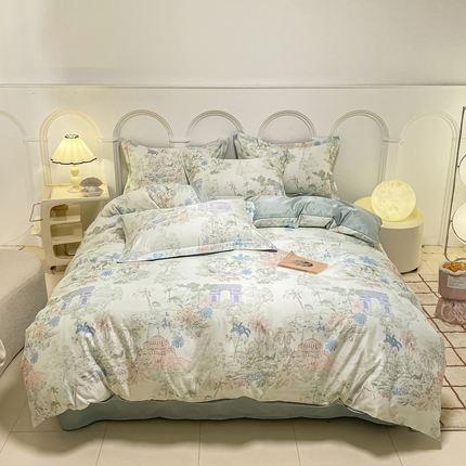 91家纺网 家纺一手货源 找家纺 （总）悦织湾2025新款冰丝印花四件套美式数码轻奢时尚学生三件套宿舍单双人床上用品4件套
