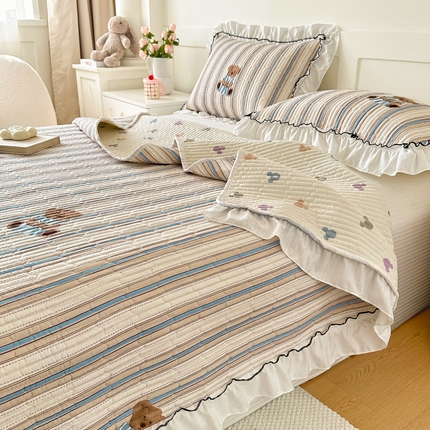 91家纺网 家纺一手货源 找家纺 （总）岚吉家纺 2025新款有氧双层纱花边床盖系列