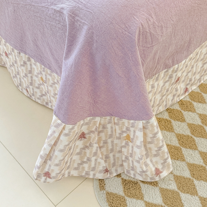 91家纺网 家纺一手货源 找家纺 喜四方 2025新款全棉A类母婴级抗菌全棉双层纱四件套 积木-紫