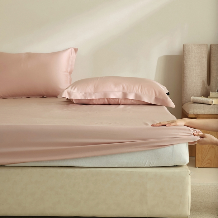 91家纺网 家纺一手货源 找家纺 法芙娜家纺 2025新款兰精天丝60天丝床笠 裸粉