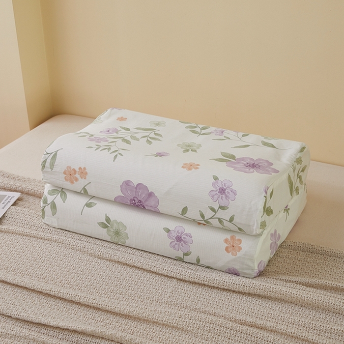 91家纺网 家纺一手货源 找家纺 翎盈家纺 2025新款纯棉小清新乳胶枕专用枕套 蜜语花开