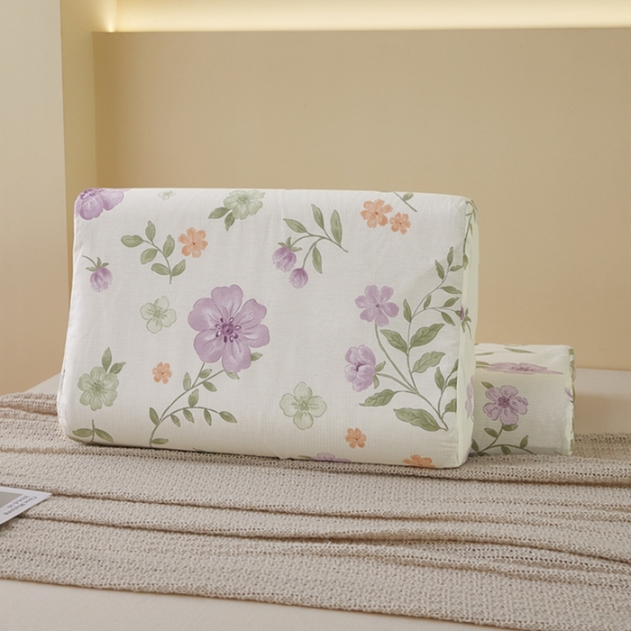 91家纺网 家纺一手货源 找家纺 翎盈家纺 2025新款纯棉小清新乳胶枕专用枕套 蜜语花开