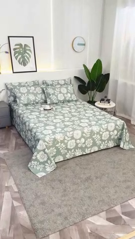 91家纺网 家纺一手货源 找家纺 伊而梦蚊帐 2025新款原棉老粗布床单 春草青