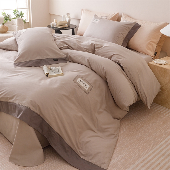 91家纺网 家纺一手货源 找家纺 艾莱家纺 2025新款A类精梳贴布纯棉刺绣花四件套-星澜 星澜-松露咖