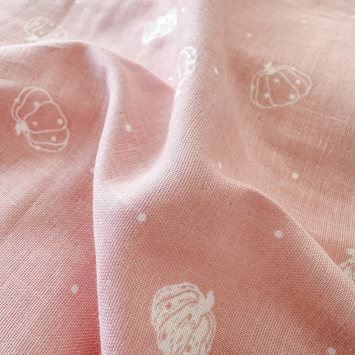 91家纺网 家纺一手货源 找家纺 喜四方 2025新款全棉A类母婴级抗菌全棉双层纱四件套 南瓜点点-粉