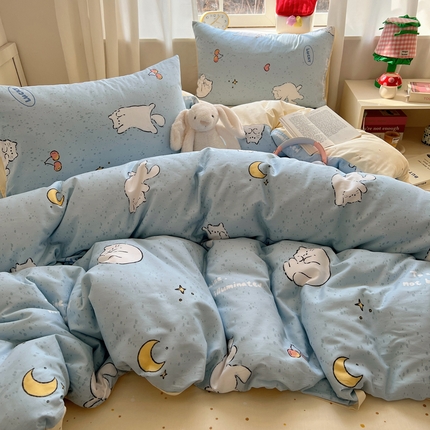 桃喜 2025新款春夏全棉卡通13070小清新四件套 顽皮猫