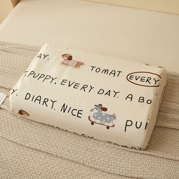 91家纺网 家纺一手货源 找家纺 翎盈家纺 2025新款纯棉小清新乳胶枕专用枕套 运动狗狗