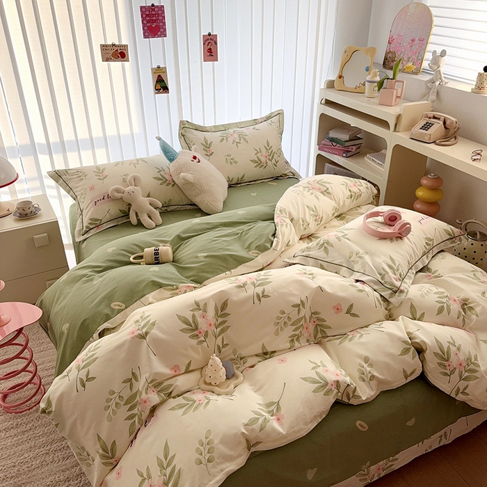 91家纺网 家纺一手货源 找家纺 于果 2025款全棉13370四件套（2） 扶绿花园