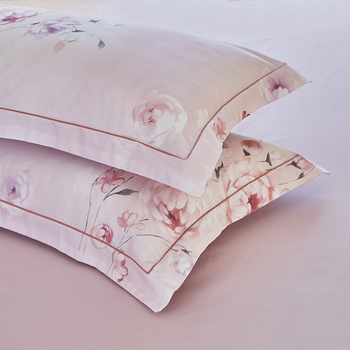 91家纺网 家纺一手货源 找家纺 启航家居 2025春夏全棉铂金棉数码印花四件套 花叶轻慢粉