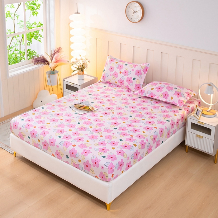 91家纺网 家纺一手货源 找家纺 帛洵 2025新款舒适亲肤加厚130克植物羊绒印花床笠 花儿朵朵