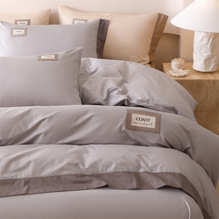 91家纺网 家纺一手货源 找家纺 艾莱家纺 2025新款A类精梳贴布纯棉刺绣花四件套-星澜 星澜-烟云灰