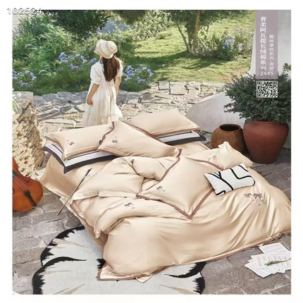 91家纺网 家纺一手货源 找家纺 （总）玖玖爱家纺 2025新款120支奢柔阿瓦提长绒棉四件套-椰树拿铁