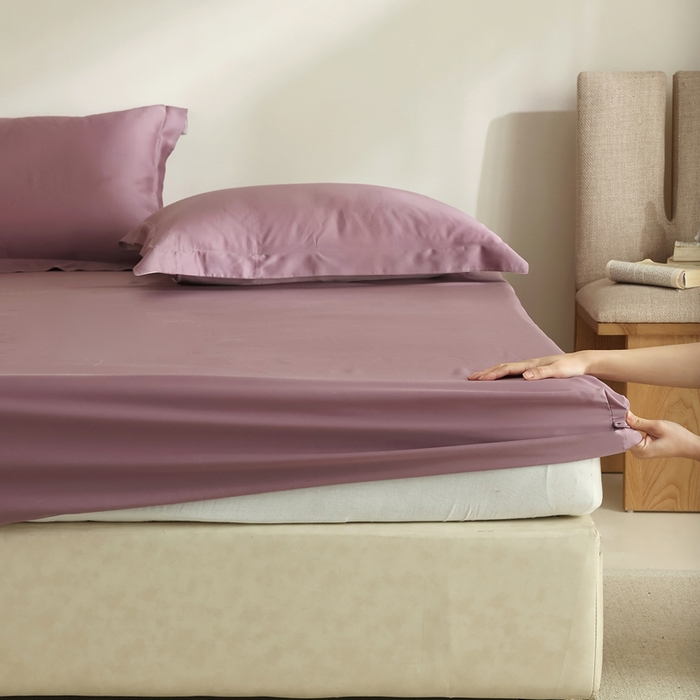 91家纺网 家纺一手货源 找家纺 法芙娜家纺 2025新款兰精天丝60天丝床笠 葡萄紫