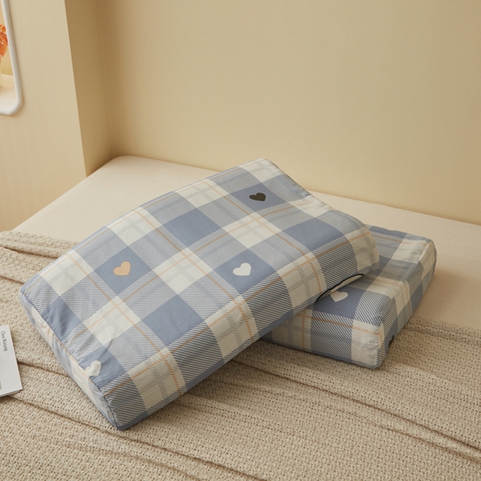 91家纺网 家纺一手货源 找家纺 翎盈家纺 2025新款纯棉小清新乳胶枕专用枕套 爱达拉-灰