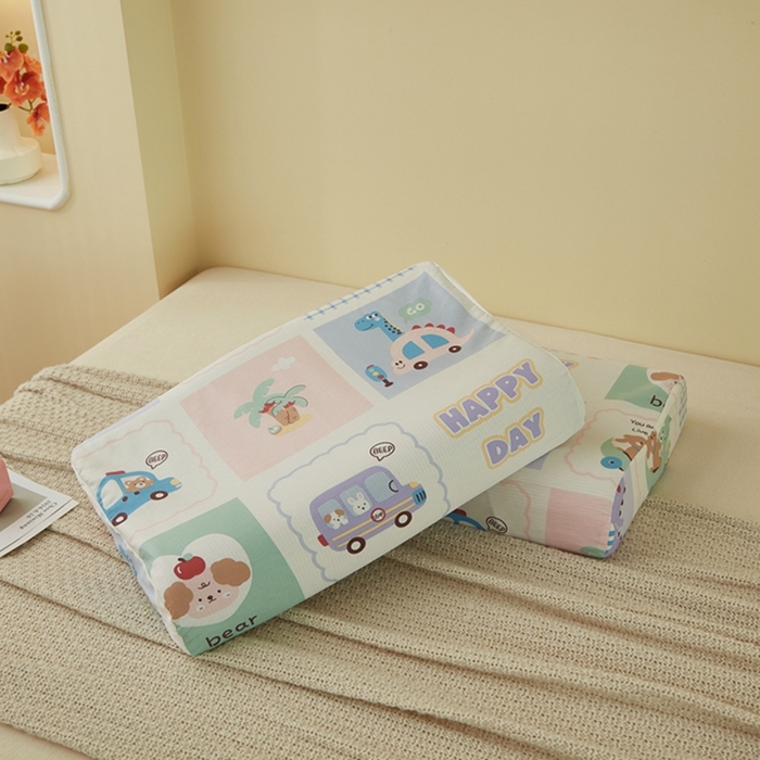 91家纺网 家纺一手货源 找家纺 翎盈家纺 2025新款纯棉小清新乳胶枕专用枕套 快乐旅行