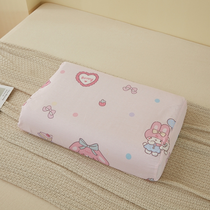 91家纺网 家纺一手货源 找家纺 翎盈家纺 2025新款纯棉小清新乳胶枕专用枕套 可乐贝儿