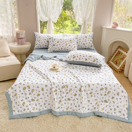 91家纺网 家纺一手货源 找家纺 （总）悦织湾家纺 2025新款夏被四件套糯糯棉法式轻奢夏被夏凉被空调被床上用品四件套