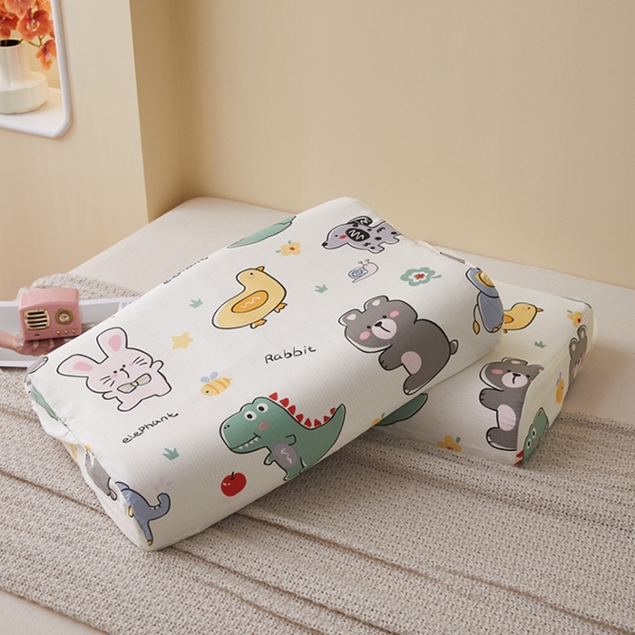 91家纺网 家纺一手货源 找家纺 翎盈家纺 2025新款纯棉小清新乳胶枕专用枕套 疯狂动物园