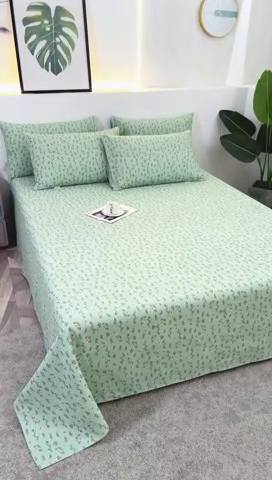 91家纺网 家纺一手货源 找家纺 伊而梦蚊帐 2025新款原棉老粗布床单 绿满园