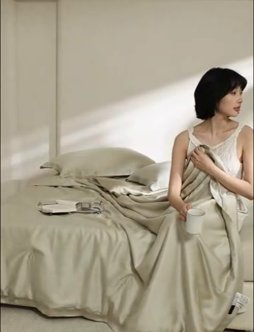 91家纺网 家纺一手货源 找家纺 法芙娜家纺 2025新款兰精天丝60天丝床笠 浅浅绿