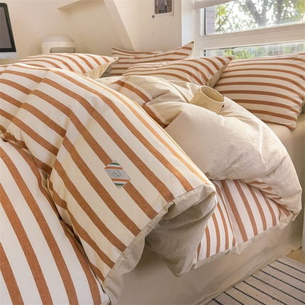 （总）蓝米卡夫 2025新品-无印风全棉色织水洗棉四件套