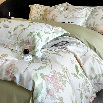 91家纺网 家纺一手货源 找家纺 （总）蓝米卡夫 2025新品-60S全棉数码印花长绒棉四件套（礼盒包装）