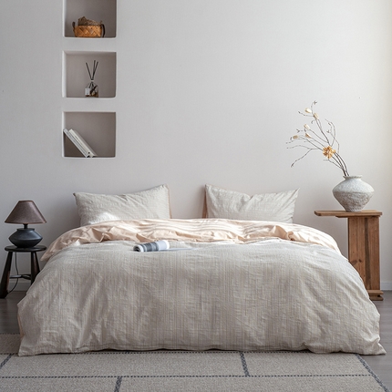 91家纺网 家纺一手货源 找家纺 艾咪-Amy ntmy 2025新款全棉立体条纹提花四件套 元气雾棕