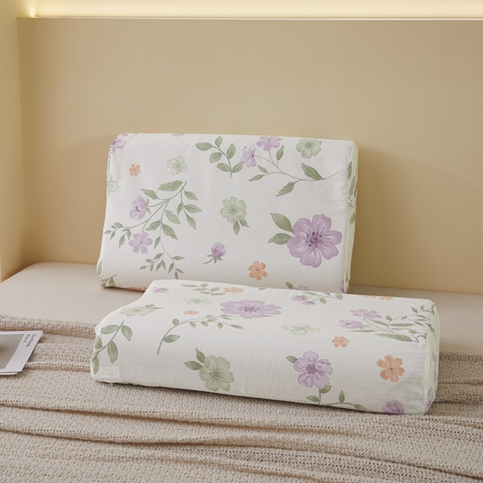 91家纺网 家纺一手货源 找家纺 翎盈家纺 2025新款纯棉小清新乳胶枕专用枕套 蜜语花开