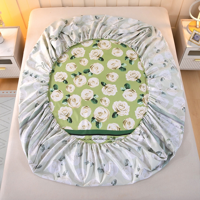 91家纺网 家纺一手货源 找家纺 帛洵 2025新款舒适亲肤加厚130克植物羊绒印花床笠 法香玫瑰