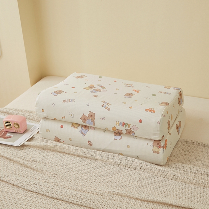 91家纺网 家纺一手货源 找家纺 翎盈家纺 2025新款纯棉小清新乳胶枕专用枕套 音乐卡皮